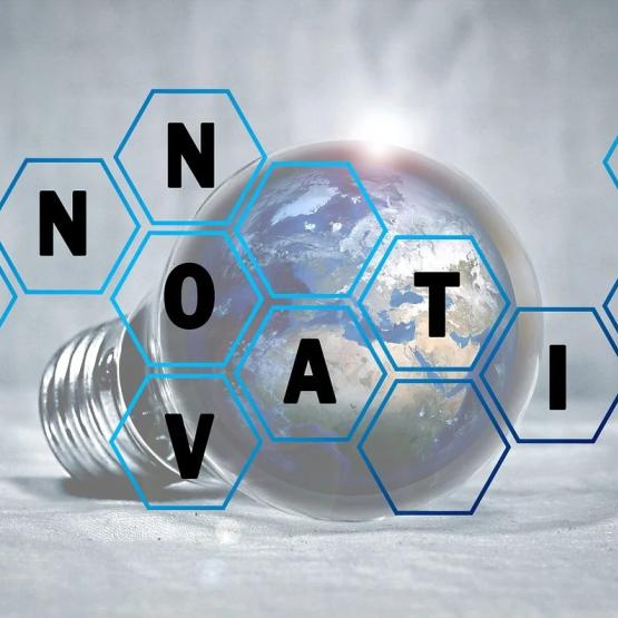 earth in lightbulb with INNOVATION text