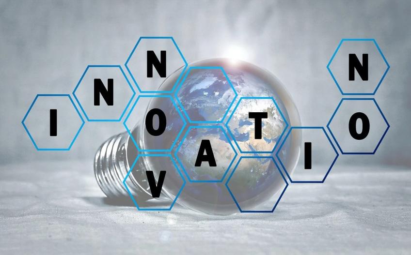 earth in lightbulb with INNOVATION text
